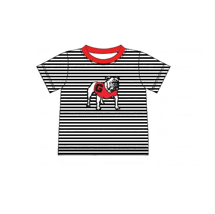 Deadline Sep 17 black stripe dog G baby boy team shirt