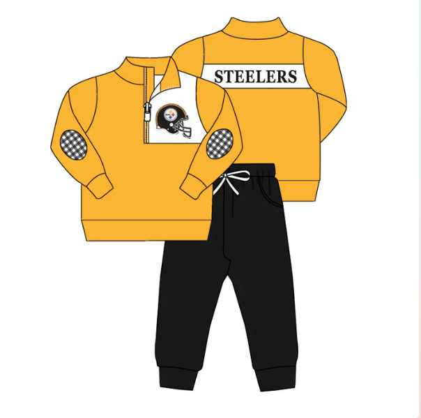 Deadline  Sep 19 yellow zip pullover black pants boys team outfits