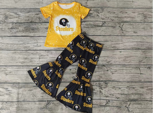 Deadline Sep 19 yellow bleached top bell bottom pants girls team outfits