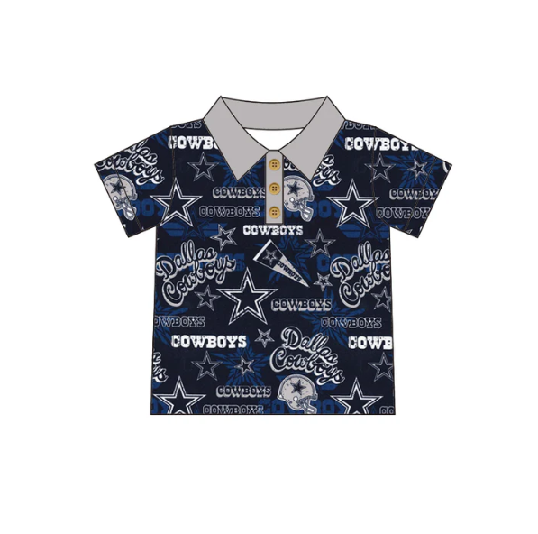 Deadline Sep 19 short sleeves blue cowboy team polo shirt