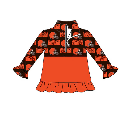 Deadline Sep 19 orange black ruffle long sleeves girls team pullover