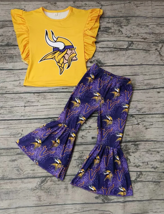 Deadline Sep 19 yellow top purple V pants girls team outfits