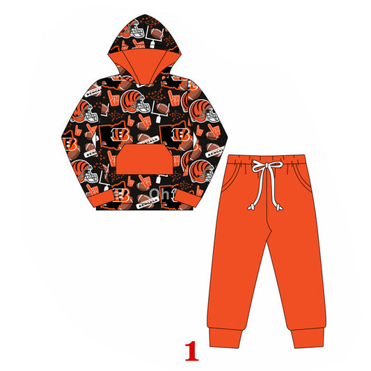 Deadline Sep 20 B football orange hoodie pants kids boys team outfits