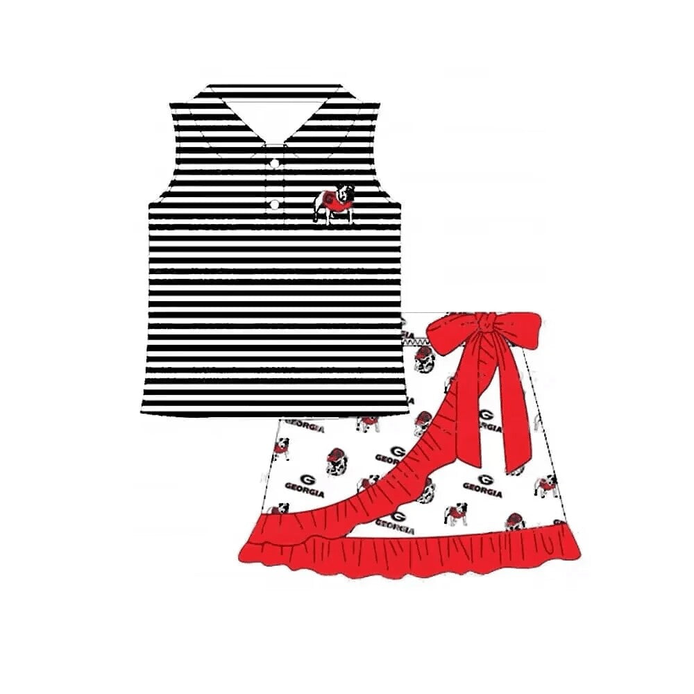 Deadline Sep 23 sleeveless stripe dog shirt skirt girls team set