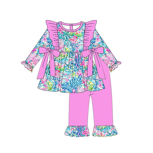 Deadline Sep 29 colorful seaweed tunic ruffle pants girls clothes