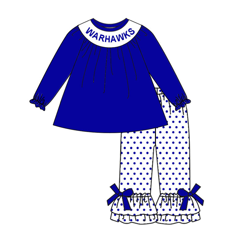 Deadline Sep 30 blue long sleeves tunic polka dots pants girls team set