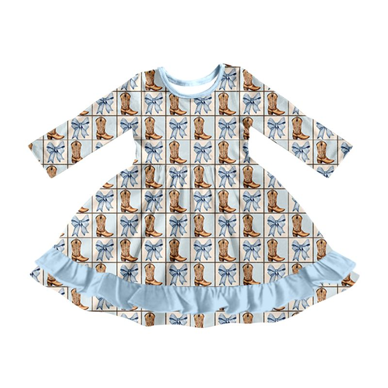 Deadline Oct 5 light blue bow ruffle kids girls dresses