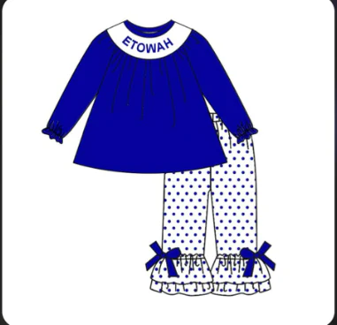 Deadline Oct 15 Blue tunic polka dots pants girls team outfits