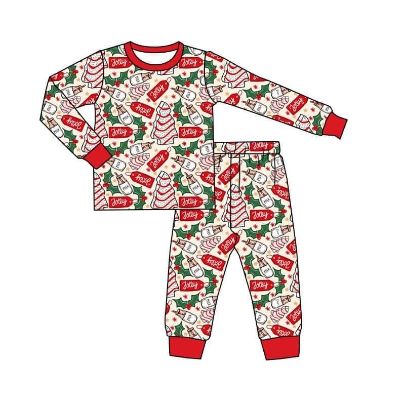 Deadline Oct 15 Christmas tree cake milk kids boys pajamas