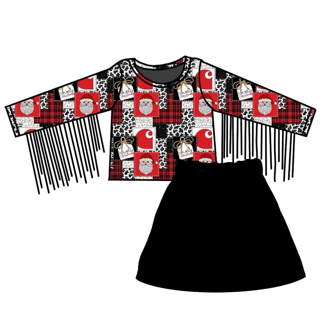 Deadline Oct 15 santa patchwork tassels shirt skirt girls clothing