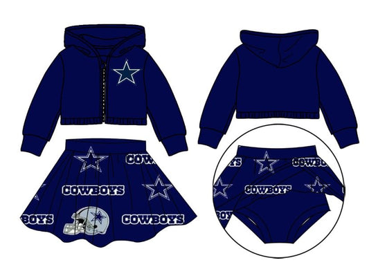 Deadline Oct 15 blue hooded jacket cowboys skirt girls team set