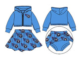 Deadline Oct 15 light blue T hooded jacket skirt girls team set