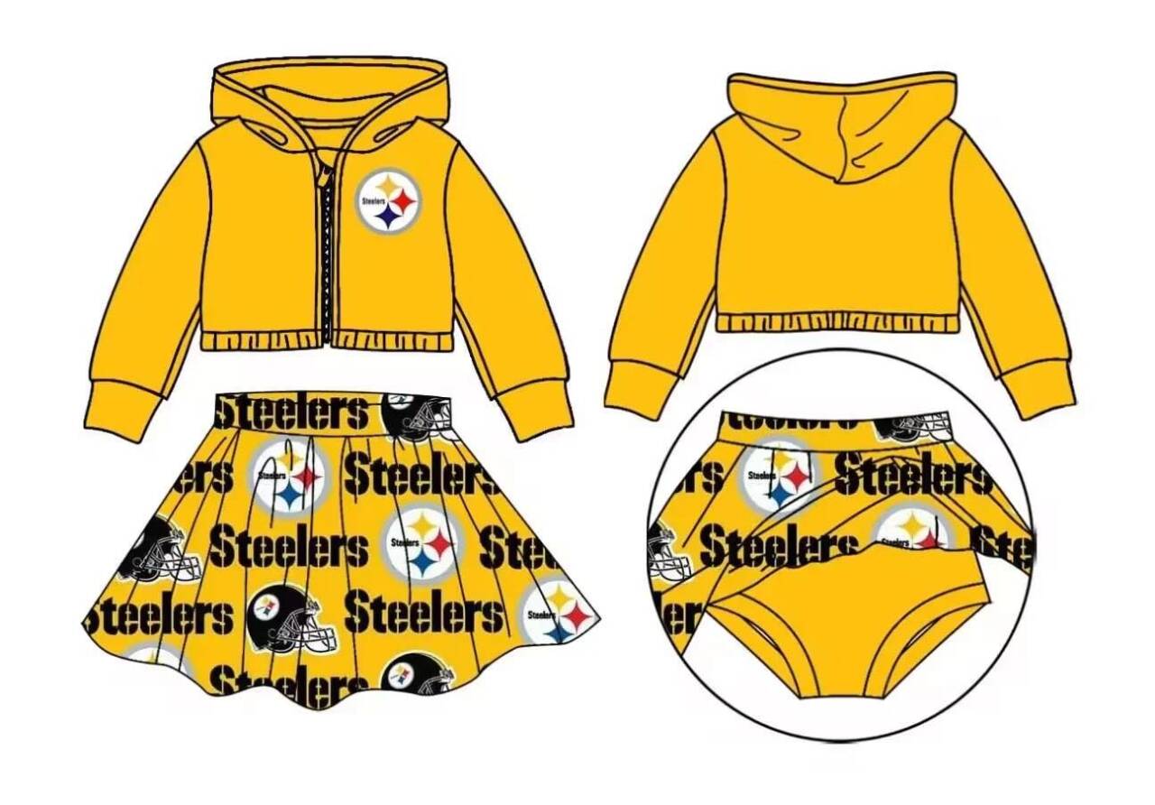 Deadline Oct 15 Yellow hooded jacket skirt girls team set