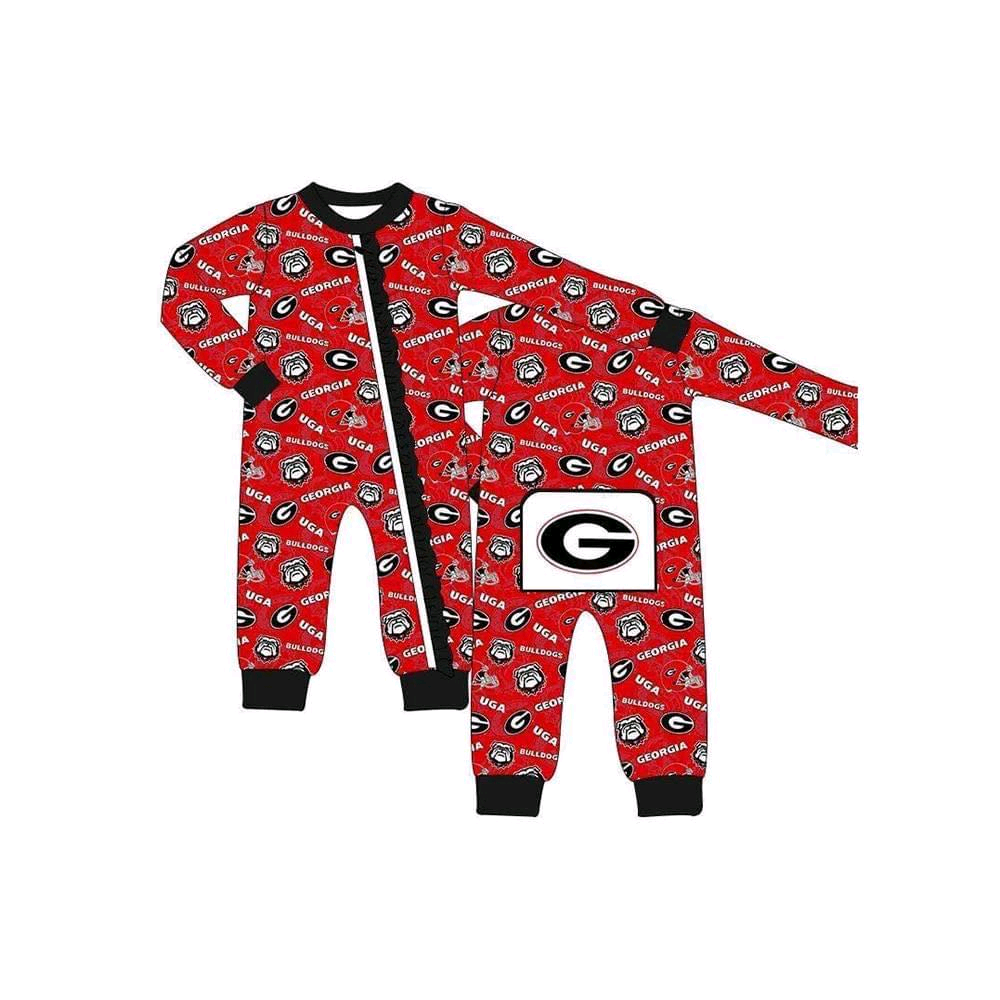 Deadline Oct 15 red G baby boy team zipper romper