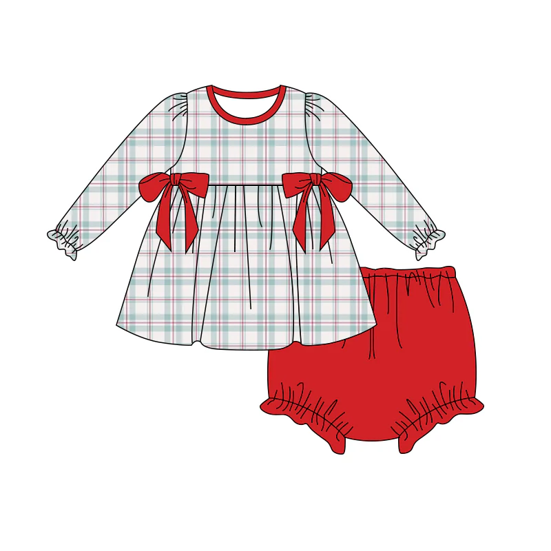 Deadline Oct 20 plaid tunic red bummies girls clothing set