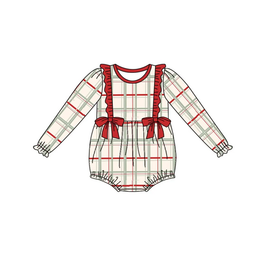 Deadline Oct 20 long sleeves plaid ruffle baby girls romper