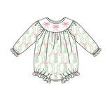 Deadline Oct 20 long sleeves Christmas tree bow baby girls romper