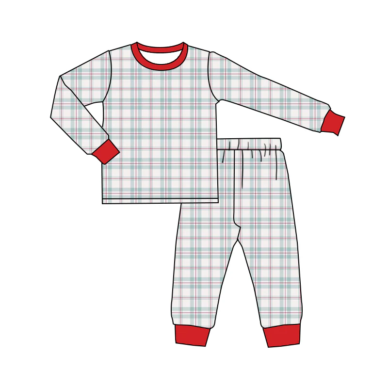 Deadline Oct 20 red long sleeves plaid baby kids pajamas