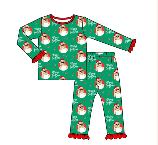 Deadline Oct 27 green candy cane singer girls Christmas pajamas