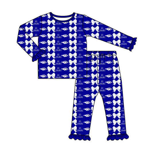 Deadline Nov 2 Blue eagle bow long sleeves girls team pajamas