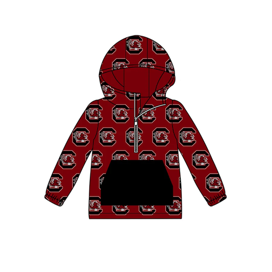 Deadline Nov 20 Maroon long sleeves pocket zipper kids team hoodie