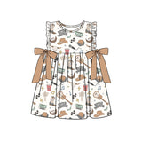 Ruffle khaki bow bull skull western baby girls dresses