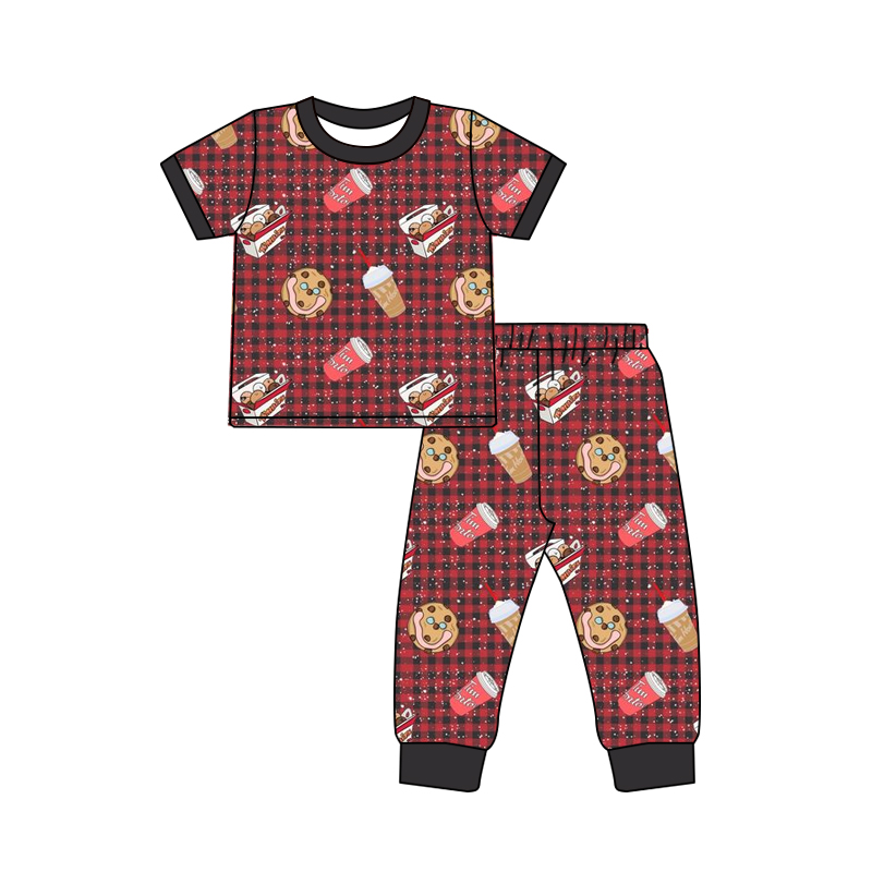 Deadline Nov 29 plaid cookies short sleeves kids pajamas