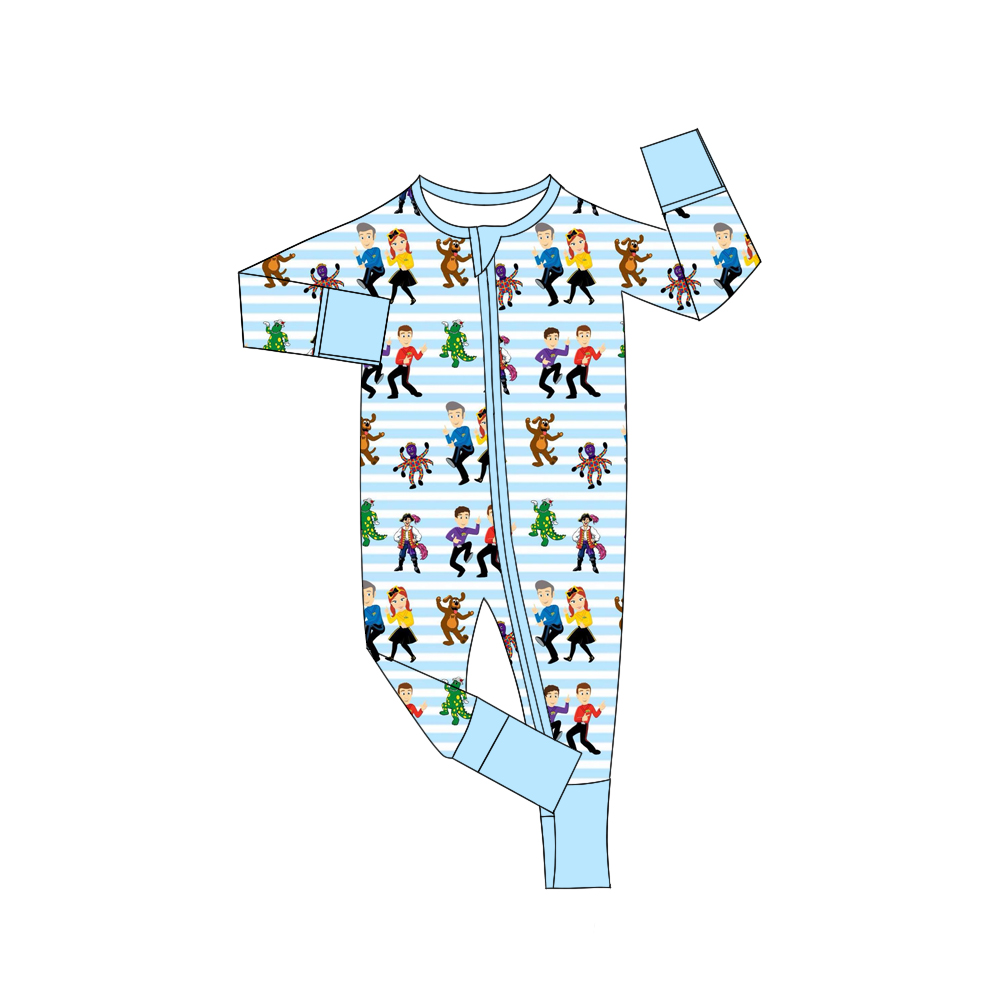 Deadline Nov 29 light blue stripe long sleeves baby kids zipper romper
