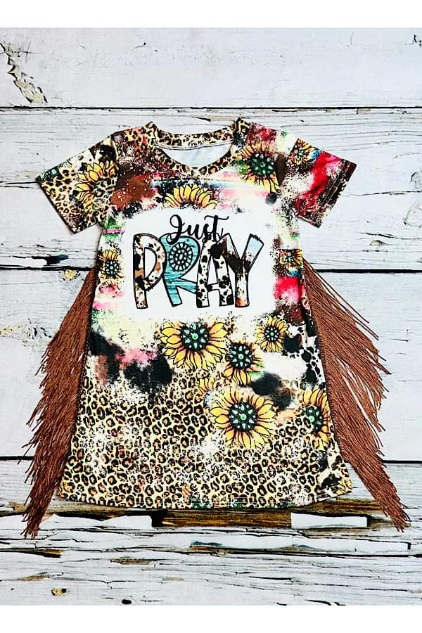 Deadline Nov 29 short sleeves just pray fringe sunflower girls dress