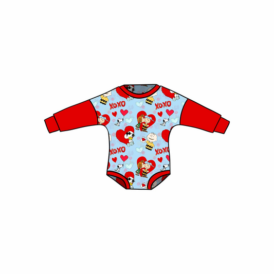 Deadline Nov 29 red long sleeves dog heart baby valentine's romper