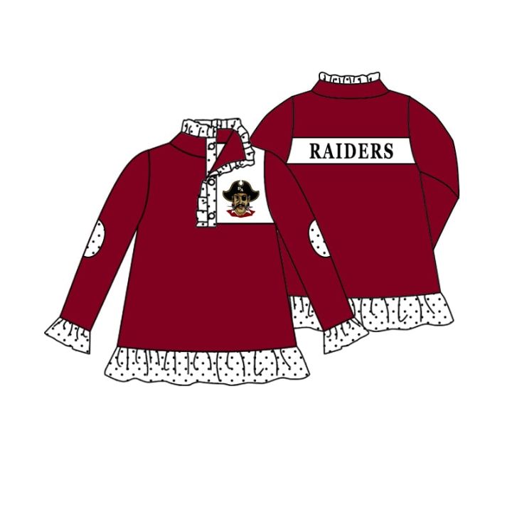 Deadline Dec 2 polka dots ruffle long sleeves girls team pullover