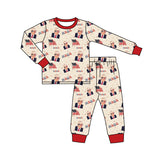 MOQ 3 pcs long sleeves flag stars baby kids pajamas