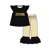 Deadline Feb 2 flutter sleeves black tunic plaid pants girls team outfits
