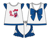 Deadline  Feb 28 Blue polka dots top shorts girls team outfits