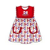 Deadline March 2 red ruffle sleeveless pockets girls team dress