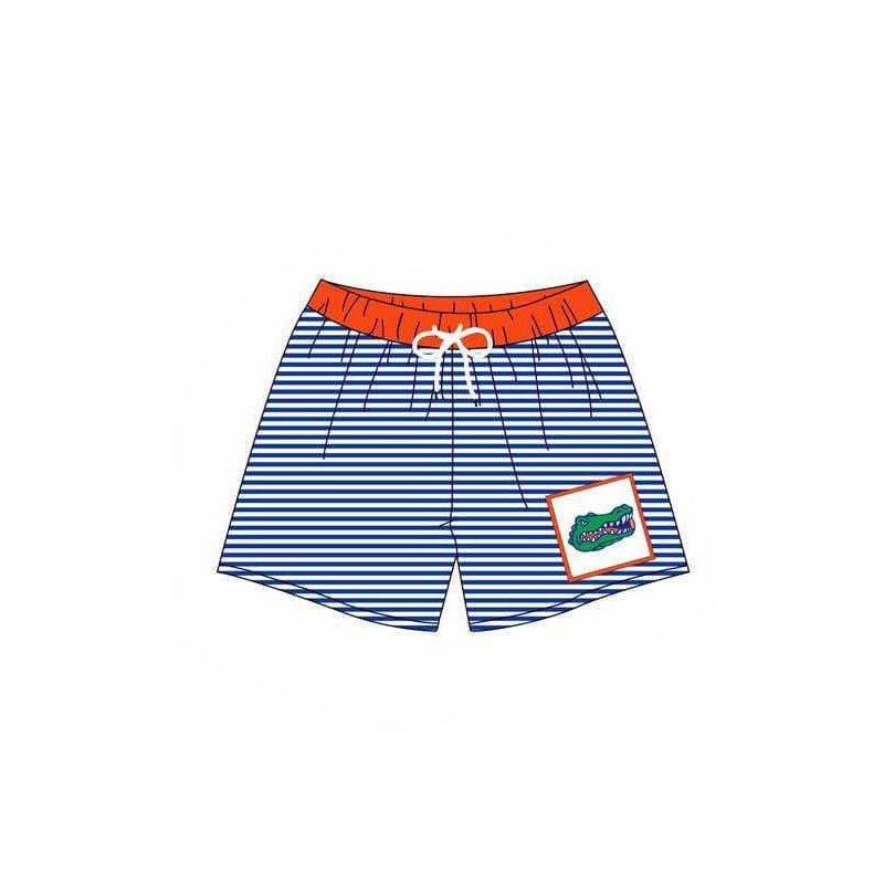 Deadline March 16 blue stripe crocodile boys team swim trunks