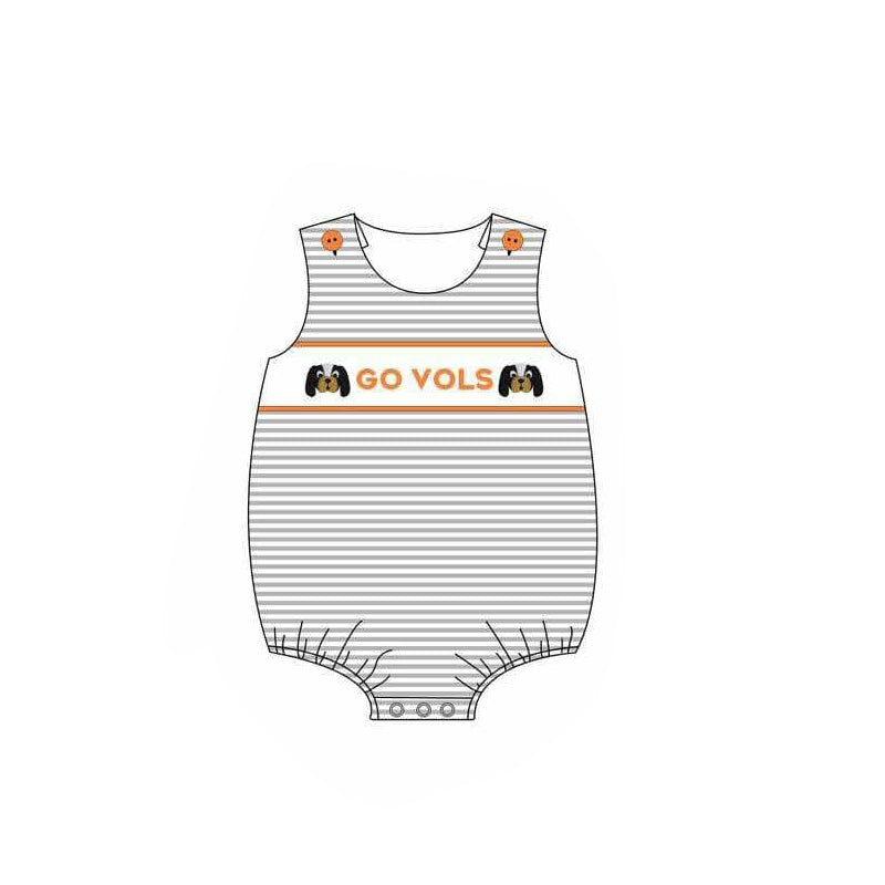 Deadline March 16 sleeveless stripe dog baby boy team romper