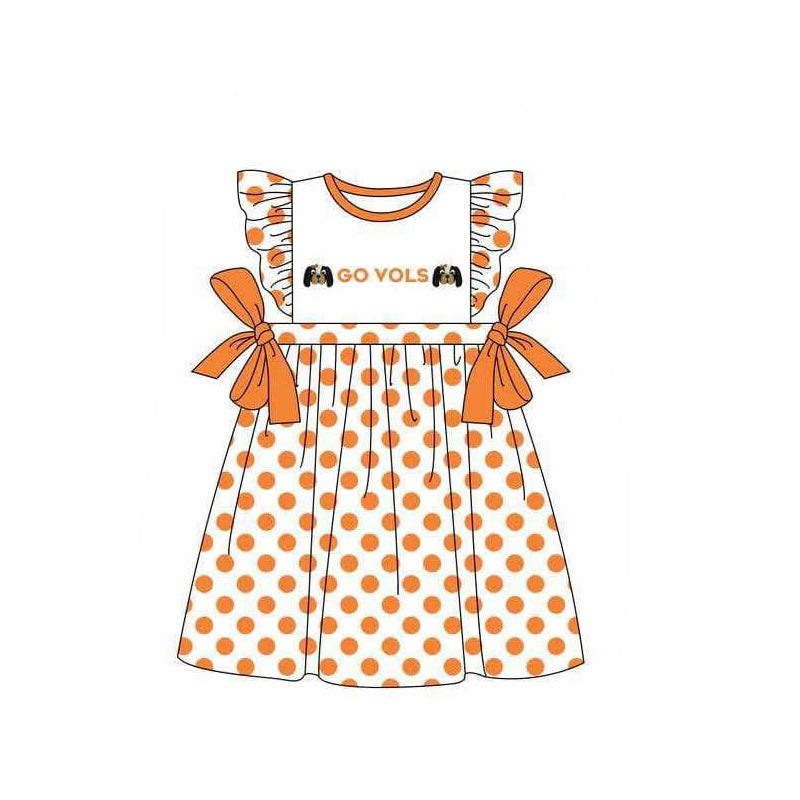 Deadline March 16 yellow polka dots dogs kids girls team dress