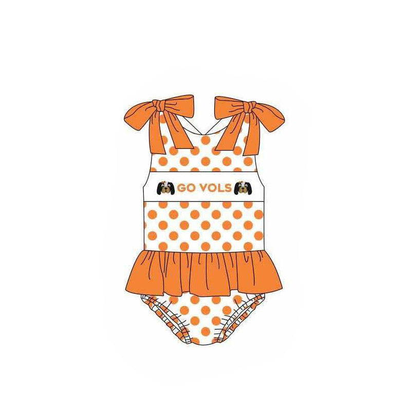 Deadline March 16 yellow polka dots dog baby girls team swimsuit