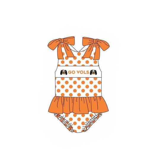 Deadline March 16 yellow polka dots dog baby girls team swimsuit