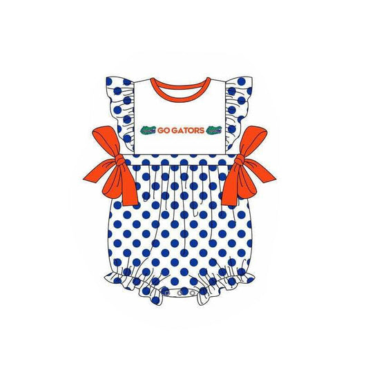 Deadline March 16 polka dots crocodile baby girls team romper