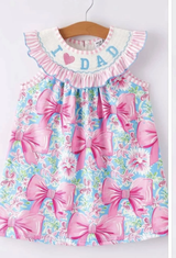 Deadline April 9 I love dad pink bow floral baby girls dresses