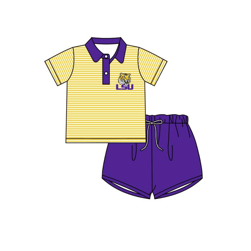 Deadline Aprial 9 yellow stripe tiger polo shirt kids team clothes