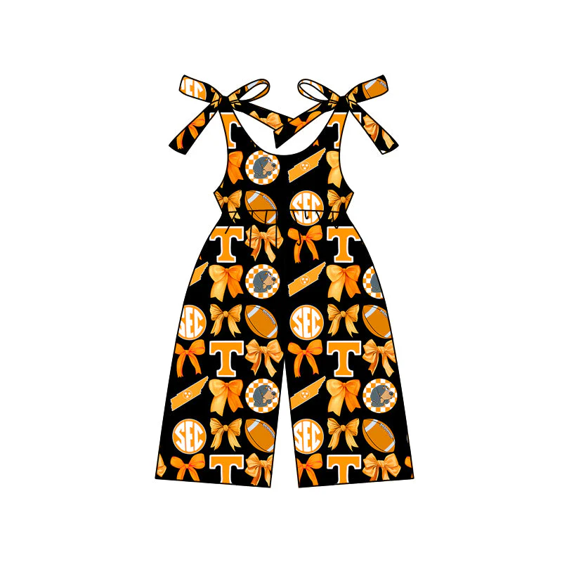 Deadline April 29 straps football bow dogs kids girls team jumpsuit