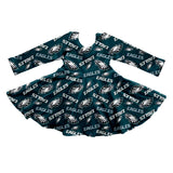 MOQ  3 pcs long sleeves eagles kids girls team dresses