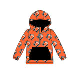 MOQ 3 orange long sleeves pocket kids team zipper hoodie