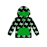 MOQ 3 green E E long sleeves pocket kids team zipper hoodie