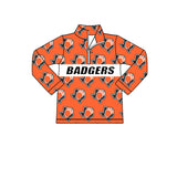 MOQ 3 pcs long sleeves orange zipper kids team pullover