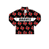MOQ 3 pcs long sleeves black brave zipper kids team pullover
