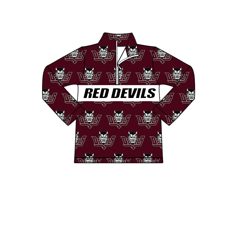 MOQ 3 pcs long sleeves maroon zipper kids team pullover